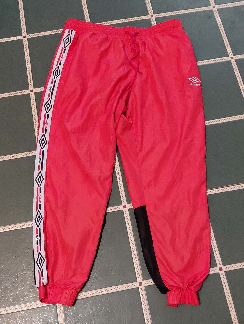 Umbro Kids Pink-Red Track Joggers with Logo Tape